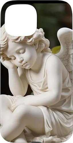 Vista 6 de Funda para iPhone 12 Pro Max con diseño de ángel durmiente para jardín, estatua de querubín