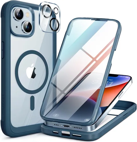 Vista 67 de Miracase - Funda magnética para iPhone 13 Pro Max de 6.7 pulgadas (compatible con MagSafe), transparente, completo, protector de pantalla de vidrio