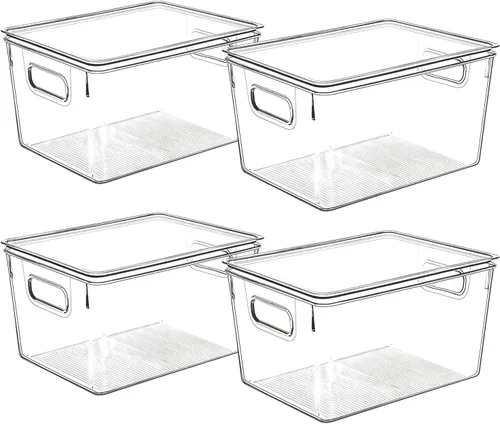 Vista 14 de Contenedores de almacenamiento de plástico transparente con tapas, perfectos para organización de cocina o organización y almacenamiento