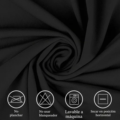 Vista 4 de Funda de mesa de poliéster ajustada de 4 pies con spandex, cubierta de mesa elástica, protector de mesa con parte trasera abierta - Negro