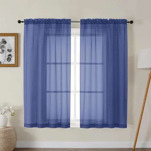 Vista 125 de Gwine Cortinas transparentes negras de 108 pulgadas de largo Negro