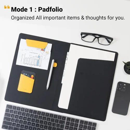 Vista 4 de LHiDS Folio Lite 2.0 con soporte, currículum de cartera de negocios, 3 en 1 con accesorios magnéticos, funciona como cubierta de cuaderno
