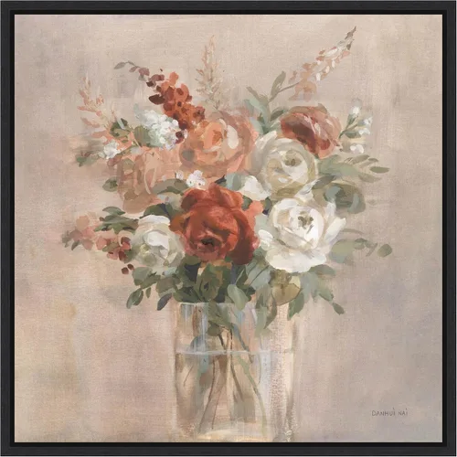 Vista 8 de Amanti Art Lienzo enmarcado para pared, 16 x 16 pulgadas, ramo de rojizo de Danhui Nai, lienzo enmarcado para pared, obras de arte de flores