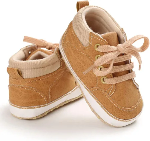 Vista 4 de Sekantrol Zapatos de cuna para recién nacidos y niñas para primer andador suela de goma suave zapatos de moda para bebés mocasines de vestir Oxford