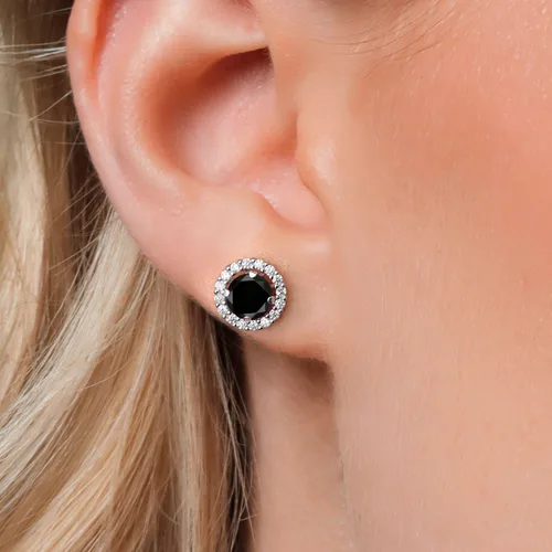Vista 251 de Gem Stone King Aretes redondos de plata de ley 925 de 0.236 in con piedra natal extraíble para mujer