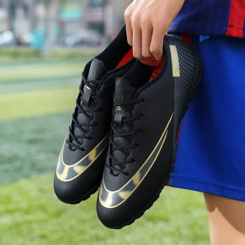 Vista 8 de Tacos de fútbol bajos de cuero, de grado profesional con cordones, ideales para entrenamiento y competición en terreno firme y césped, unisex