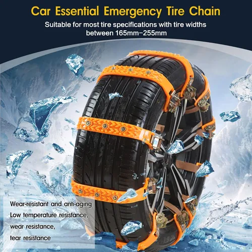 Vista 2 de Cadenas de nieve, antideslizantes, no metálicas, cadenas de emergencia para neumáticos, adecuadas para automóviles, camiones, camionetas