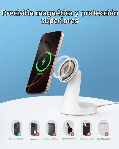 Vista 7 de Anker Soporte de carga 2 en 1 compatible con MagSafe, cargador inalámbrico iPhone 16, certificado Qi2 de 15 W, ultra rápido, ajustable y súper