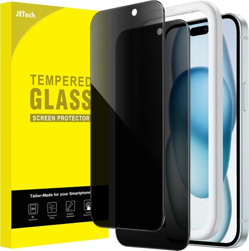 Vista 13 de JETech Protector de pantalla de privacidad para iPhone 15 de 6.1 pulgadas, película de vidrio templado anti espía con herramienta de fácil
