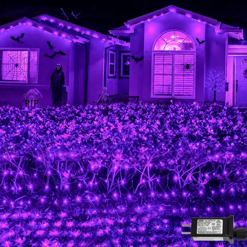 Vista 10 de 360 luces LED de red azul y blanco
