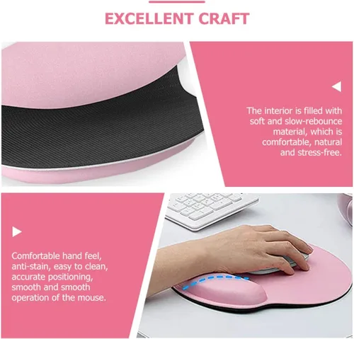 Vista 5 de Alfombrilla ergonómica para mouse con soporte para muñeca y reposamuñecas para teclado, antideslizante, alfombrilla de mouse para computadora