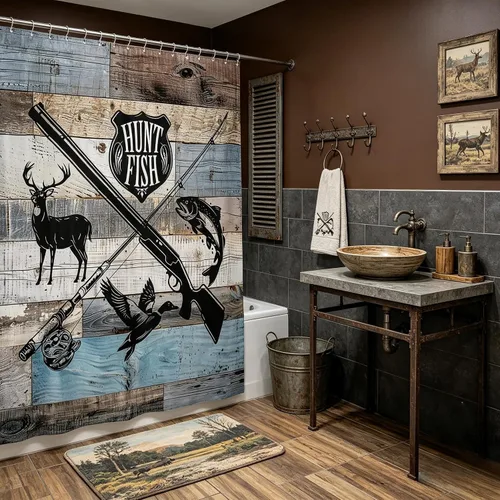 Vista 17 de Cortina de baño rústica de piel de vaca, estampado de calavera de toro y herradura, cortina de ducha de piel de animal occidental para niños
