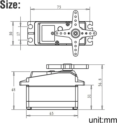 Vista 7 de ZOSKAY 176.4 lbs Digital Servo 8.4V Engranaje de metal de alto voltaje Gran Torque de alta velocidad 1/5 Baja Servo Motor (180 grados)
