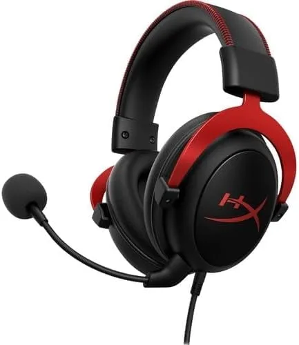 Vista 2 de HyperX Cloud II - Auriculares para juegos, sonido envolvente 7.1, almohadillas de espuma viscoelástica, marco de aluminio duradero, micrófono