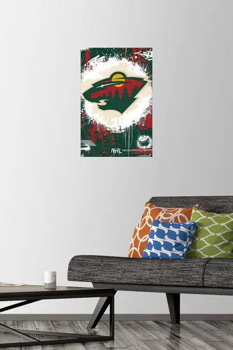 Vista 2 de Trends International NHL Minnesota Wild - Póster de pared con el logotipo Maximalist 23, 14.72 x 22.37 pulgadas, paquete de póster premium y alfiler