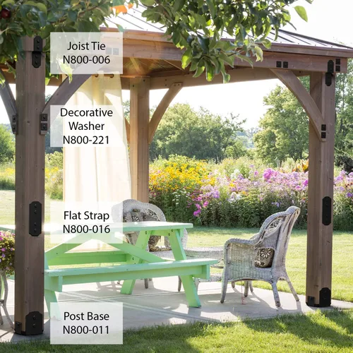 Vista 6 de National Hardware N800-011 Base de poste estructural Refuerzo de hardware al aire libre para buzones pérgolas y gazebos Uso 6x6 madera instalar