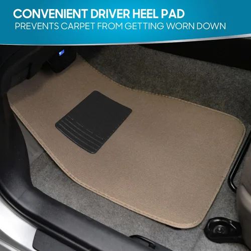 Vista 2 de Alfombrillas de piso de alfombra para trabajo pesado beige delanteras y traseras, forros universales para automóvil, SUV, camioneta y camión
