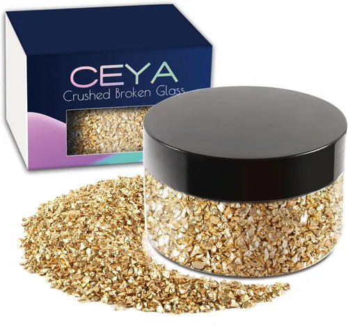 Vista 13 de Ceya - Conjunto de purpurina de vidrio irregular triturado en 32 colores, 640g/ 22.6 oz, chips de cristal metálico roto de 2-4mm, purpurina gruesa
