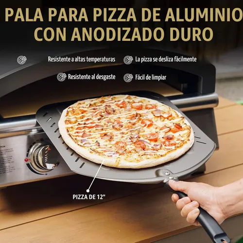 Vista 4 de Cáscara perforada de la pizza, espátula de la pizza de 14 pulgadas