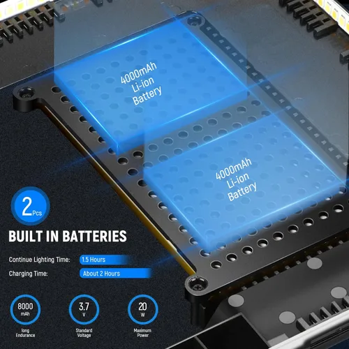 Vista 3 de NEEWER Kit de panel de luz de video LED de 13 pulgadas, paquete de 2 unidades de dos colores regulables con soporte de trípode, batería de 4000 mAh