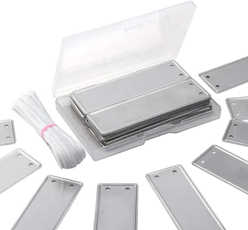 Vista 8 de Etiquetas de aluminio para plantas, etiquetas de metal de doble cara, árbol