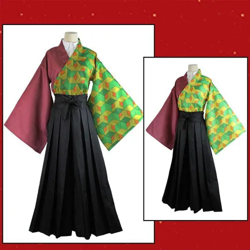 Vista 2 de Disfraz largo de kimono japonés de anime Kanroji Mitsuri y Giyuu para cosplay