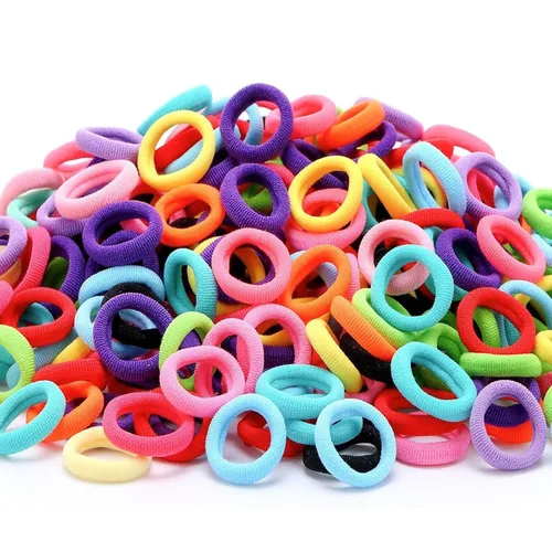 Vista 15 de 120 gomas elásticas para bebés, gomas para el pelo de algodón para niñas y niños, pequeñas bandas elásticas sin costuras para coletas, multicolor