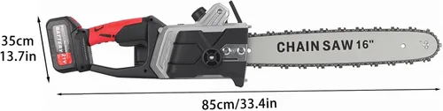 Vista 6 de Motosierra inalámbrica de 16 pulgadas, motosierra eléctrica con motor sin escobillas, batería de 40 V con 2 baterías y cargador rápido de doble