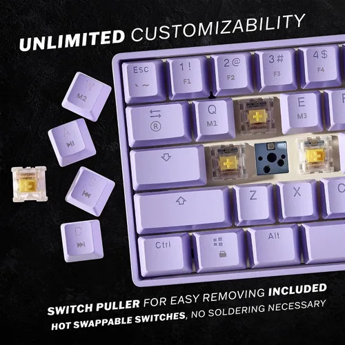 Vista 3 de Teclado mecánico para juegos GK61 - 61 teclas multicolor RGB iluminado LED retroiluminado programable para PCMac Gamer