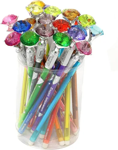 Vista 5 de Bolígrafos de gel de tinta multicolor con forma de diamante de 7 pulgadas (paquete de 24) para escribir, dibujar, notas, diario diario, diario