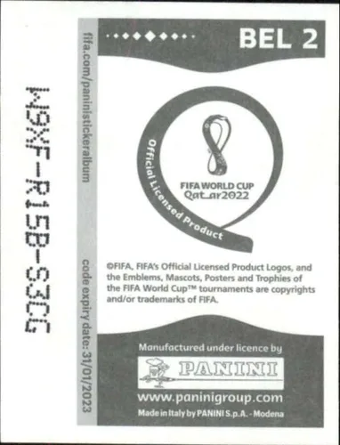 Vista 2 de 2022 Panini World Cup Soccer Sticker #BEL2 Team Logo Foil Belgium Group F Official Qatar WC Album Sticker in Raw (NM or Better) - Measuring 2 Inches