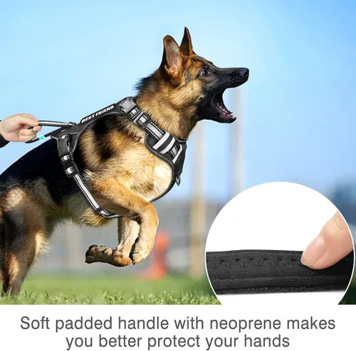 Vista 7 de Arnés para perro de servicio WINSEE sin tirones con 7 parches para perros, arnés reflectante para mascotas con asa acolchada y duradera
