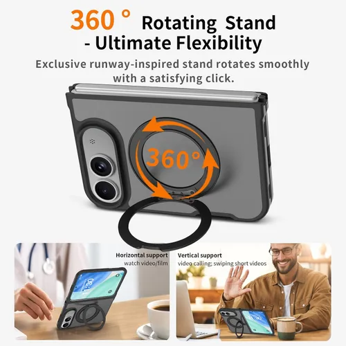 Vista 4 de Magnetic Case for iPhone Duo Support Wireless Charging,Black