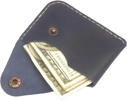 Vista 43 de Leather Card Holder Wallet, Compact Design with Slots for Cards and Cash (light brown)