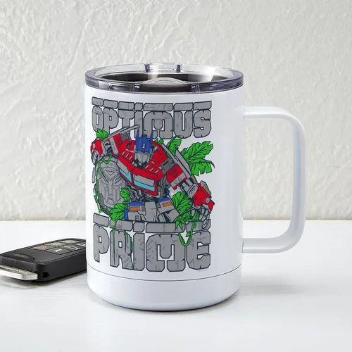 Vista 7 de CafePress Transformers 7 Optimus Prime Jungle - Taza de viaje aislada de acero inoxidable de 15 onzas