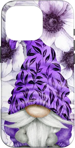 Vista 20 de Unique Purple Gnome with Lilac Anemones Floral Aesthetic Case for iPhone 17