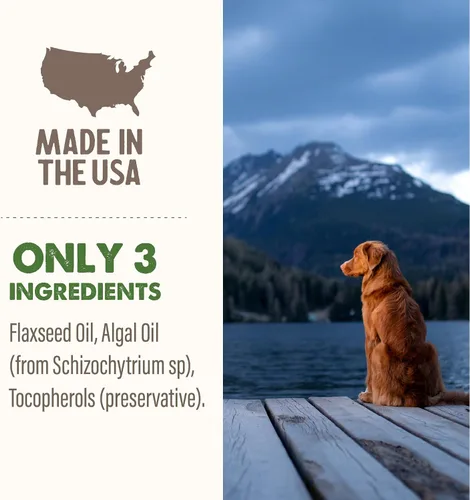Vista 6 de Grizzly Pet Products Algal Plus Omega 3-6-9 Suplemento alimenticio para perros y gatos, botella de 8 onzas