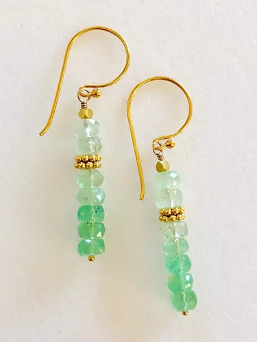 Vista 3 de Aretes de piedra lunar verde lima, aretes de piedra lunar degradada, delicados colgantes de piedra lunar, aretes de piedras preciosas, novia, oro