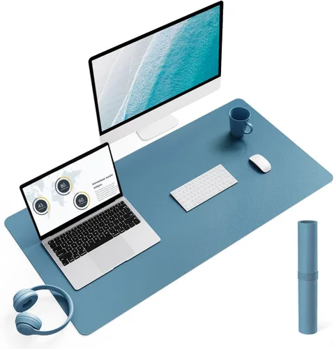 Vista 26 de YSAGi Alfombrilla de Escritorio de Cuero Antideslizante, Alfombrilla de Teclado para Escritorio de Computadora Portátil Impermeable, Protector