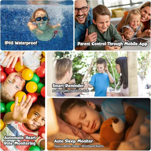 Vista 5 de ZURURU Reloj inteligente para niños y niñas, adolescentes, idea de regalo para niños de 6 a 14 años, monitor de sueño, contador de pasos, podómetro