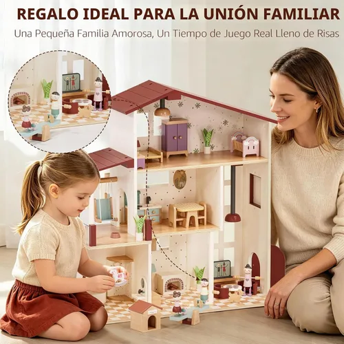 Vista 8 de Lehoo Castle Casa de muñecas de madera para niñas, casa de muñecas con 5