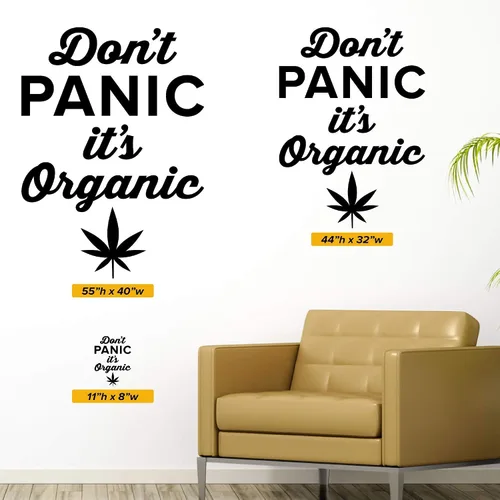Vista 2 de Don't Panic It's Organic Wall Decal - 0530 - CBD decal - Marijuana wall art - CBD Oil - medical marijuana - Wall Decor