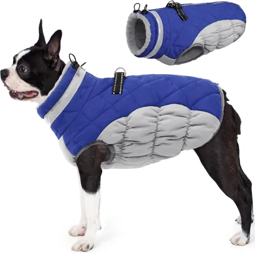 Vista 28 de AOFITEE Abrigo para perro, chaquetas cálidas para perros pequeños, abrigo de invierno para perros con arnés integrado, chaqueta de invierno