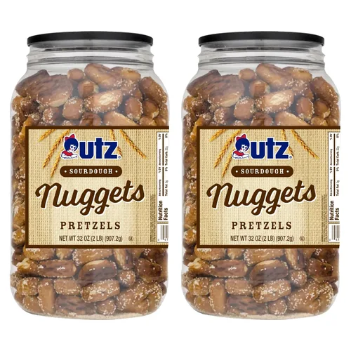 Vista 5 de UTZ Pretzels duros de masa madre rotos a la antigua, barril de 64 onzas, torsión clásica de nudo de pretzel grande y grueso, pretzel crujiente