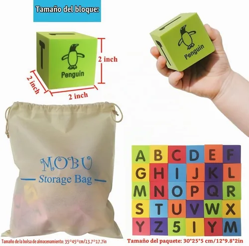 Vista 2 de MOBU Bloques de construcción de espuma para niños pequeños 1-3 letras ABC