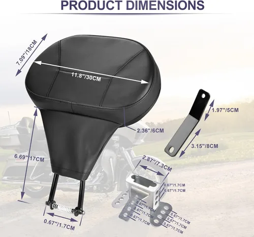 Vista 9 de Respaldo desmontable para conductor, respaldo ajustable con almohadilla para Harley Touring CVO Street Glide Road Glide Road King Ultra Limited