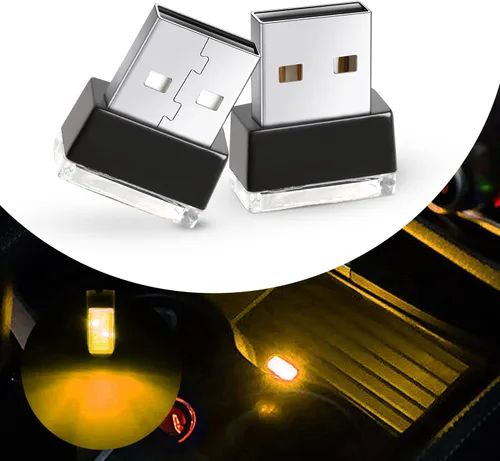 Vista 8 de Ouzorp 2 piezas de mini luz LED USB, iluminación interior LED para automóvil, CC 5 V, inteligente USB LED, luz de atmósfera, luz de teclado, Verde