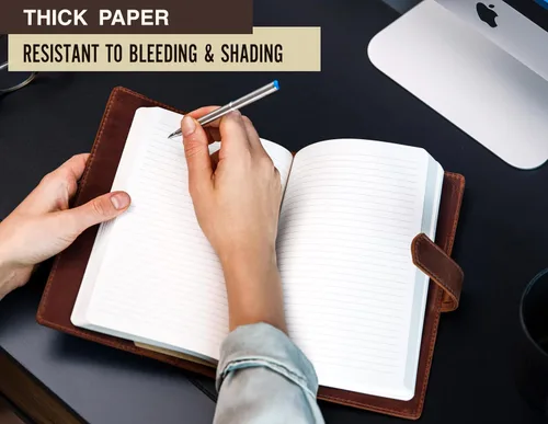Vista 4 de Diario de cuero 100% genuino grabado con nombre o iniciales – Fabricado en Estados Unidos – Regalo personalizado para negocios, universidad, viajes
