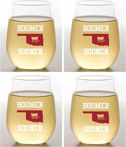 Vista 6 de Wine-Oh! Juego de 4 copas de vino de plástico inastillables de 16 onzas fabricadas en los Estados Unidos (BAYLOR - INSPIRADO)