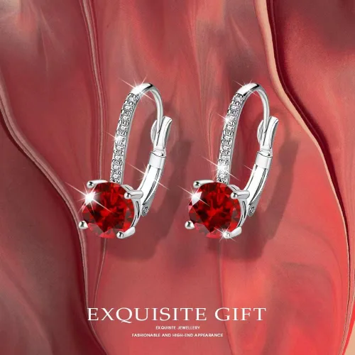 Vista 5 de Aretes colgantes de diamante de 1 quilate para mujer, chapados en oro de 18 quilates, circonita cúbica, palanca colgante, aretes de novia, joyería